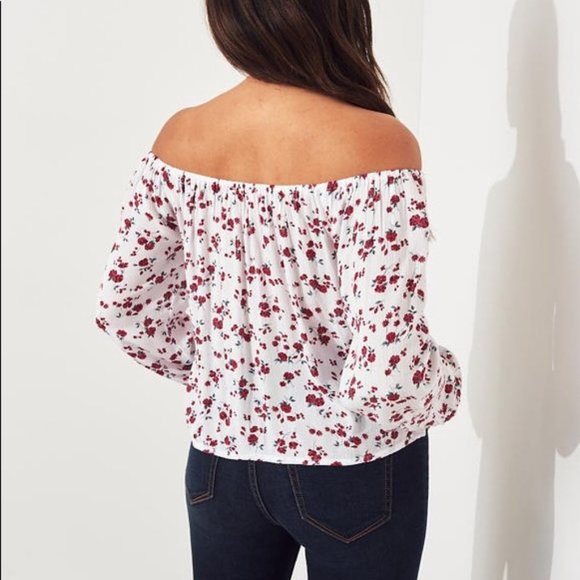 Hollister Floral Off-the-Shoulder Top sz S - Picture 7 of 7